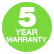 includes 5 year warranty